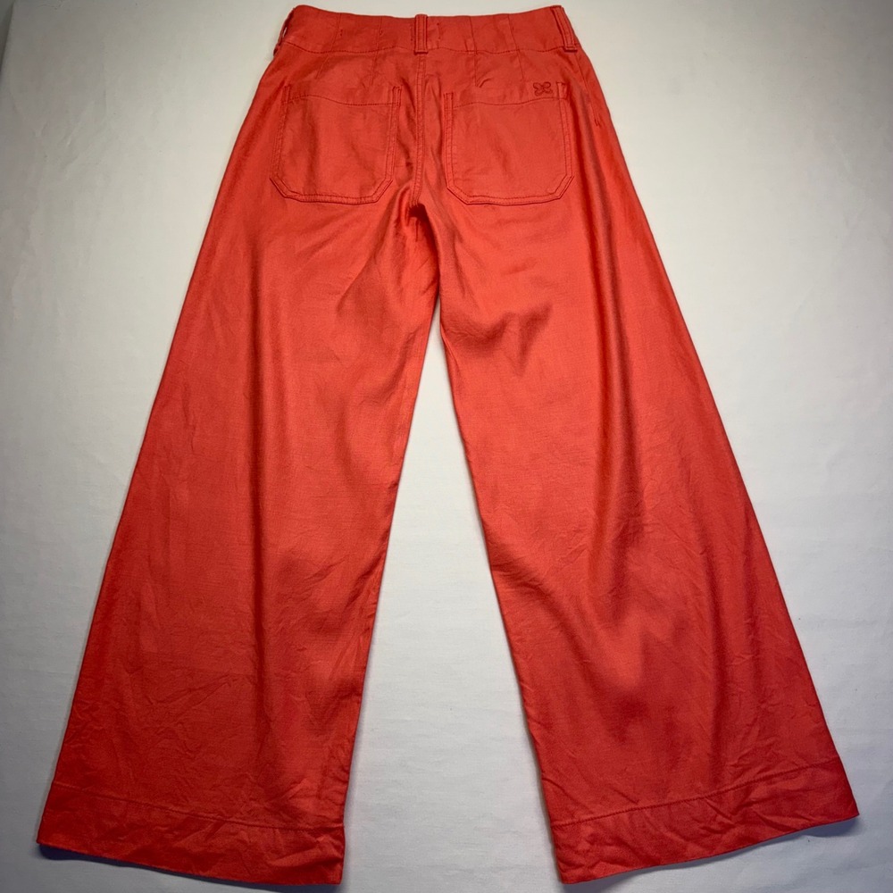 Maeve Colette Linen Blend Pants 25 Coral High Rise Wide Leg Crop Anthropologie - Picture 4 of 10